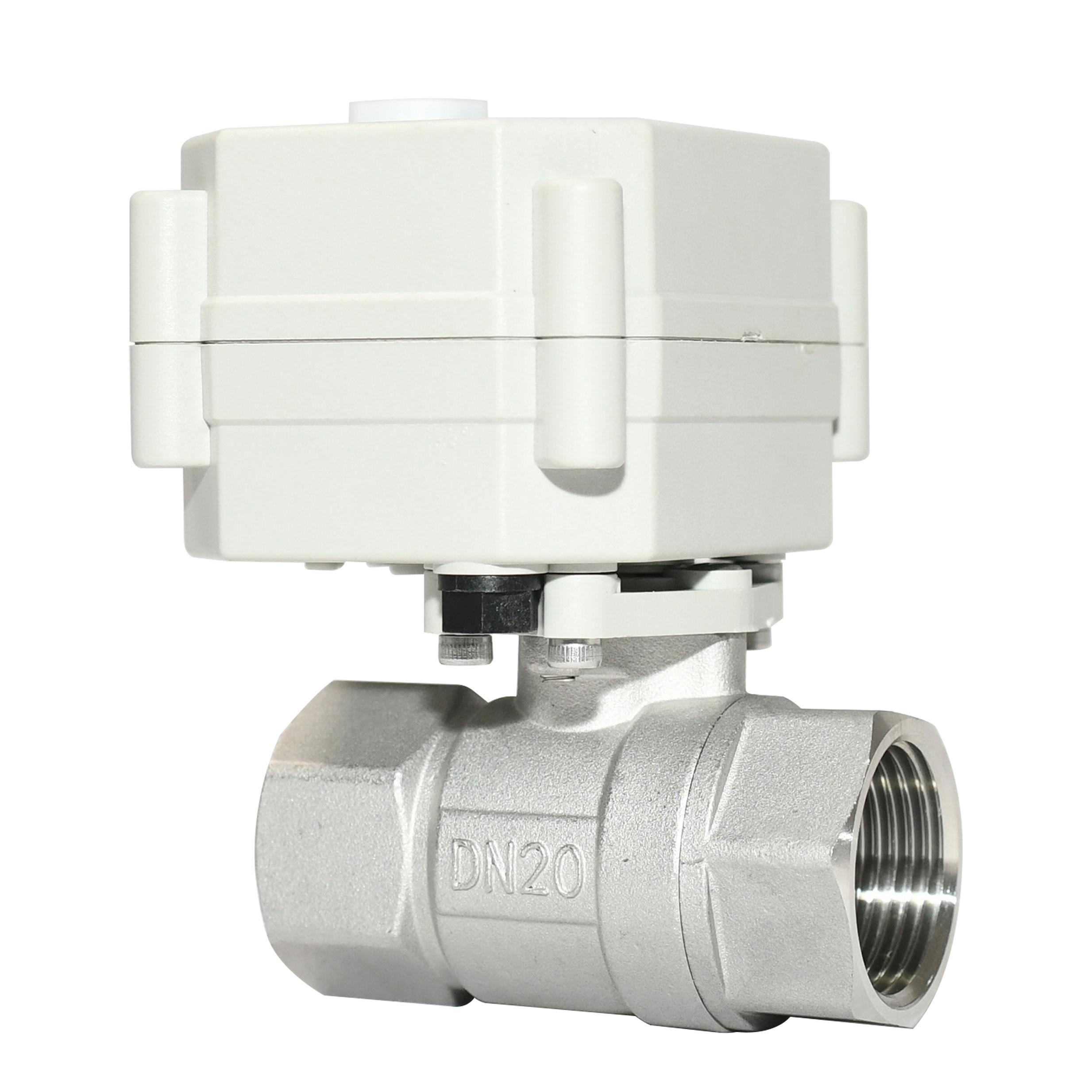 Tonhe 2 way DC12V 3/4'' 15MM port stainless steel 304 electric ball valve with m