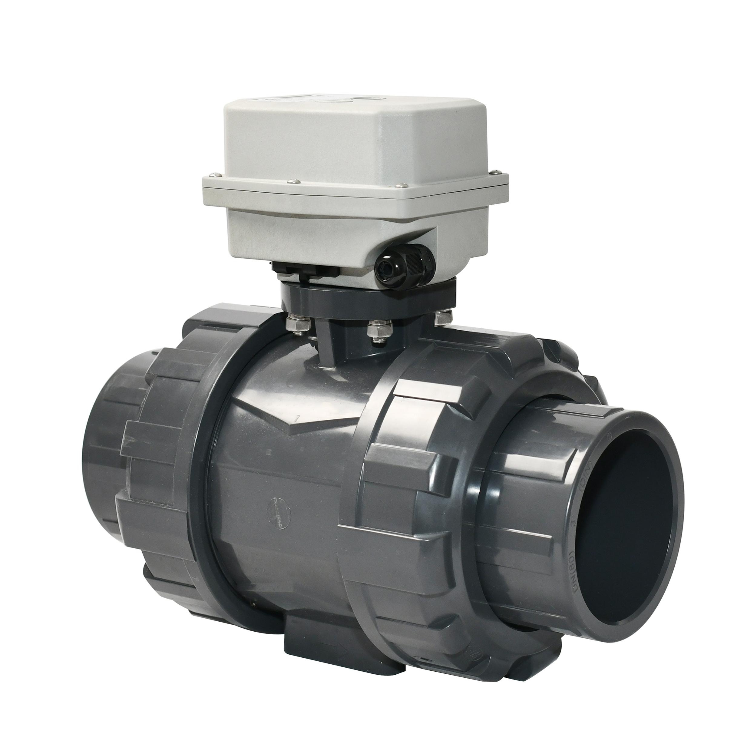 DN80 UPVC DC12V/DC24V UPVC electric motorized ball valve