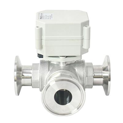 Switch type - SS304 three way Tri-clamp Electric Ball Valve Motorized valve