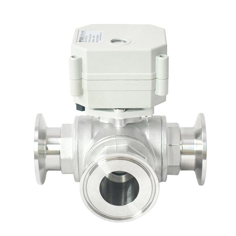 Switch type - SS304 three way Tri-clamp Electric Ball Valve Motorized valve