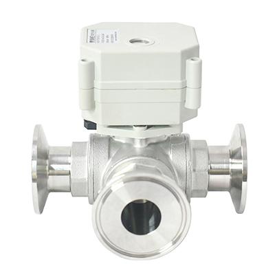 Switch type - SS304 three way Tri-clamp Electric Ball Valve Motorized valve