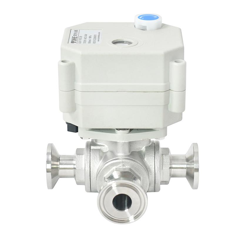 Switch type - SS304 three way Tri-clamp Electric Ball Valve Motorized valve