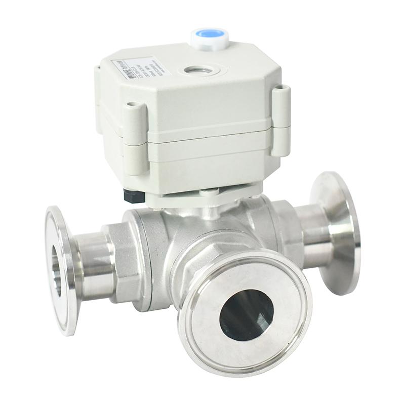 Switch type - SS304 three way Tri-clamp Electric Ball Valve Motorized valve