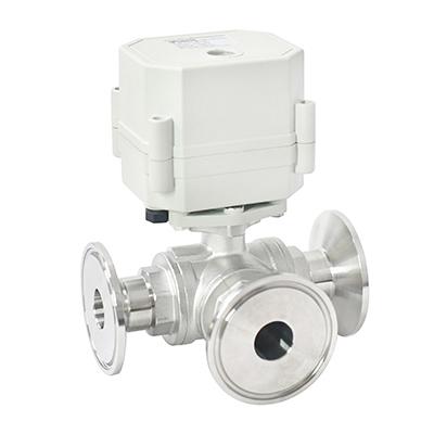 Switch type - SS304 three way Tri-clamp Electric Ball Valve Motorized valve