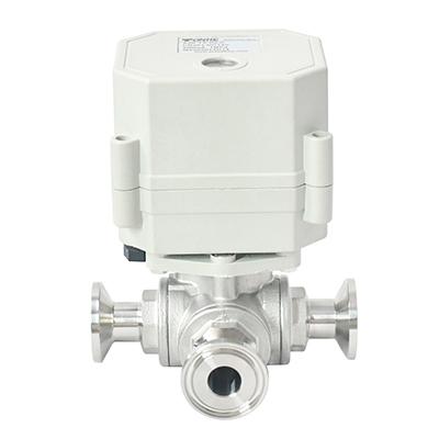 Switch type - SS304 three way Tri-clamp Electric Ball Valve Motorized valve