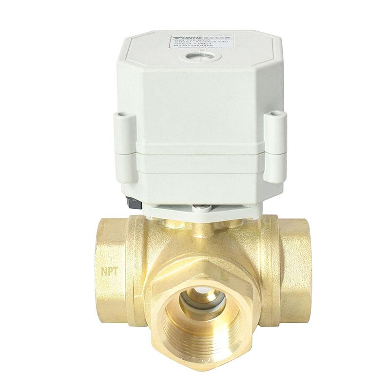 Switch type - DN25 3 Way Brass Electric Ball Valve