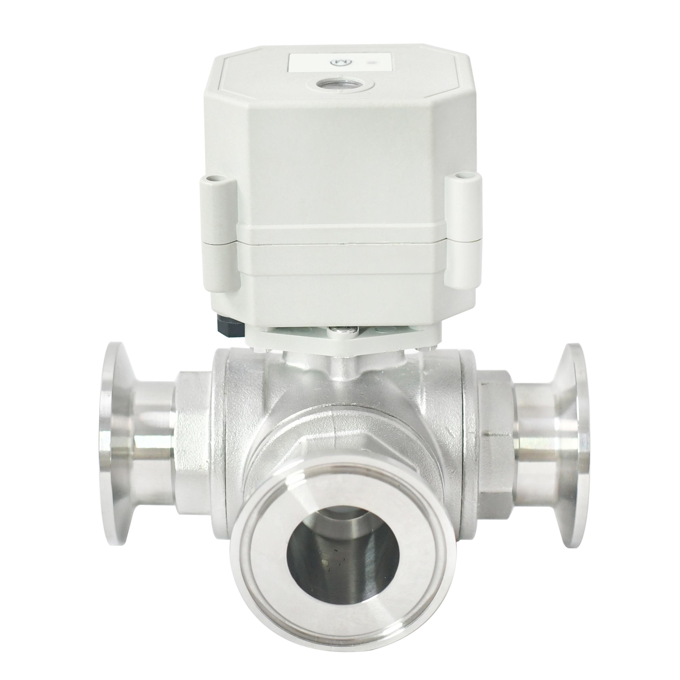 DN25 3 Way SS304 Tri-clamp Electric Ball Valve