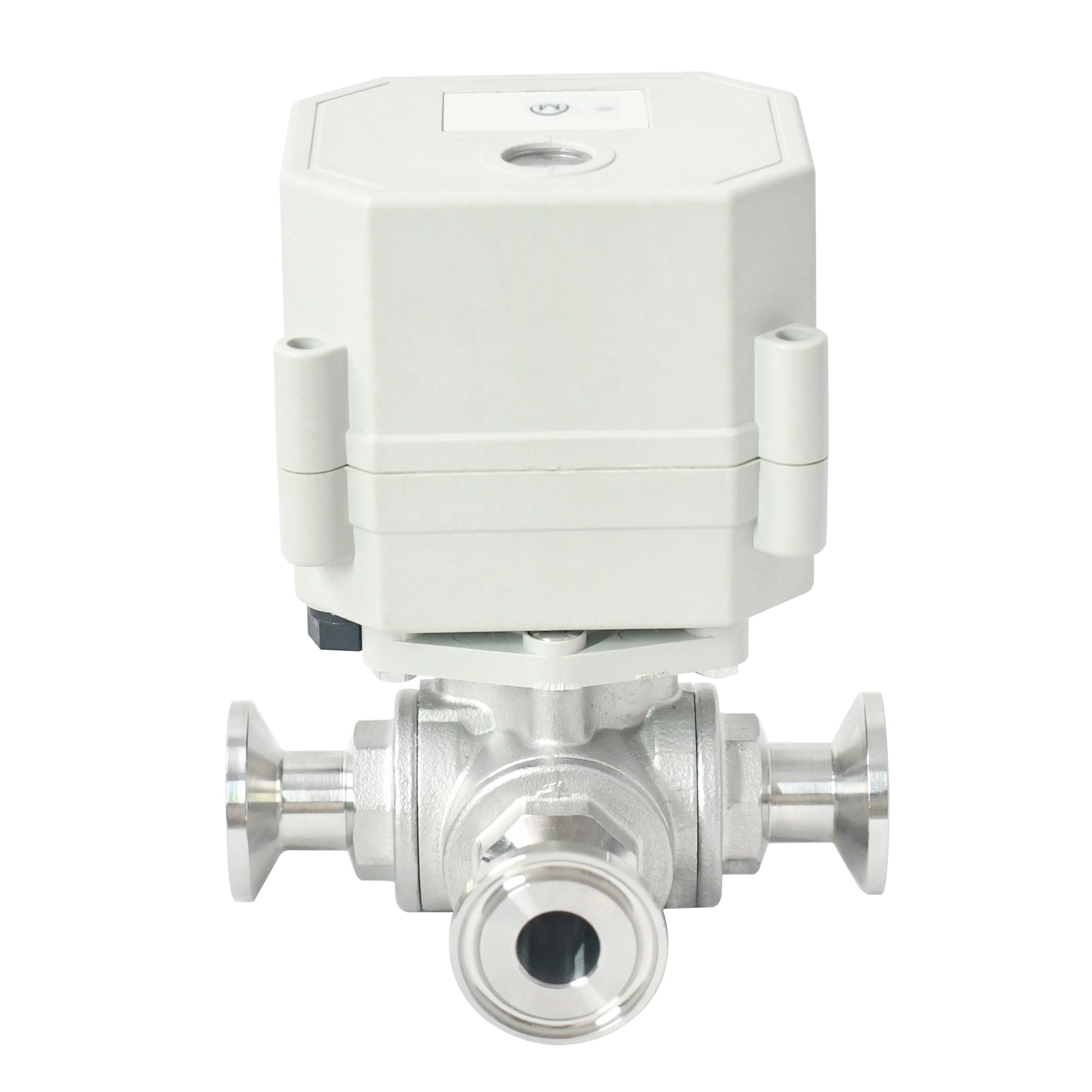 DN8 3 Way SS304 Tri-clamp Electric Ball Valve