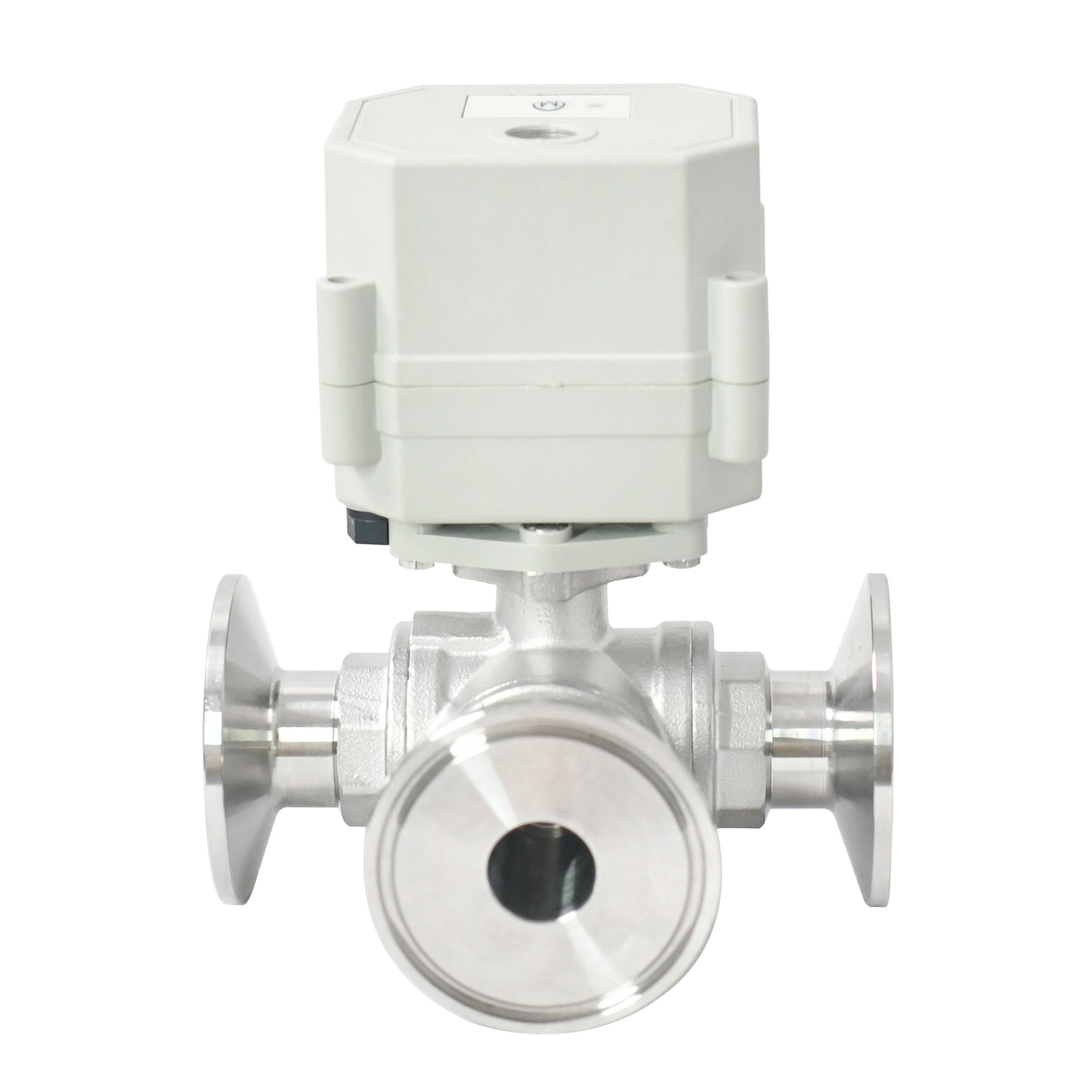 DN15 3 Way SS304 Tri-clamp Electric Ball Valve