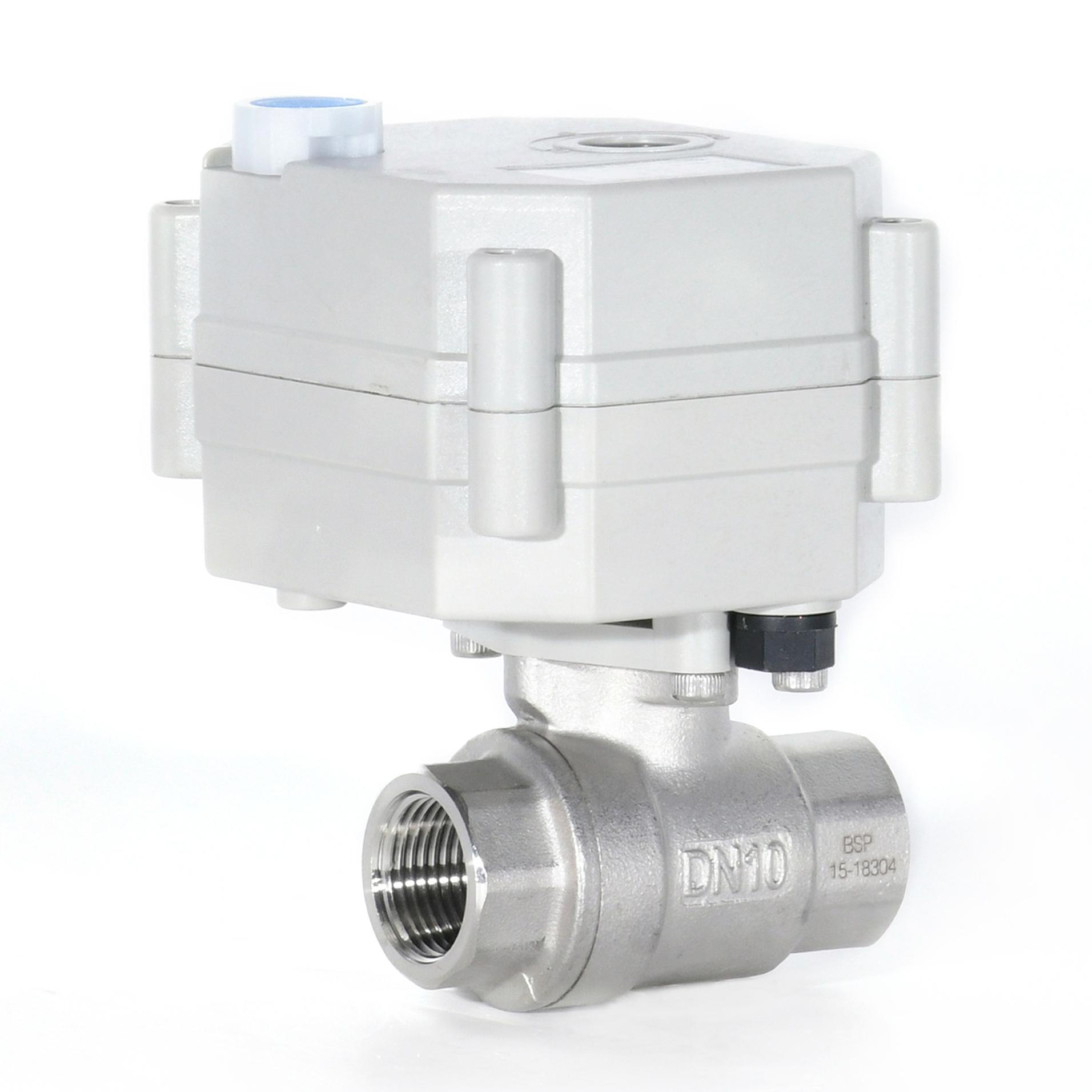 Switch type -With indicator & manual override，DN10 SS304 2 way electric valve 