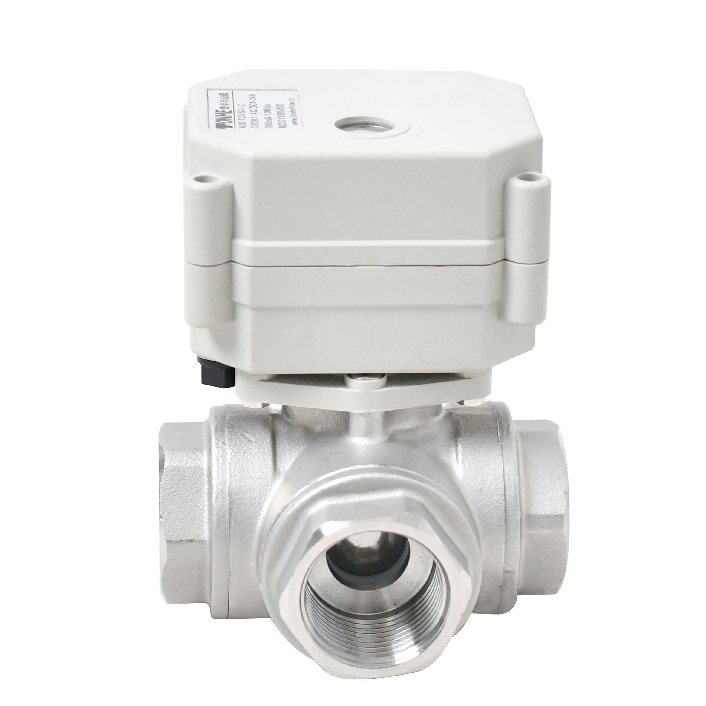 Switching type -With indicator，3/4” SS304 3 way Motorized ball valve