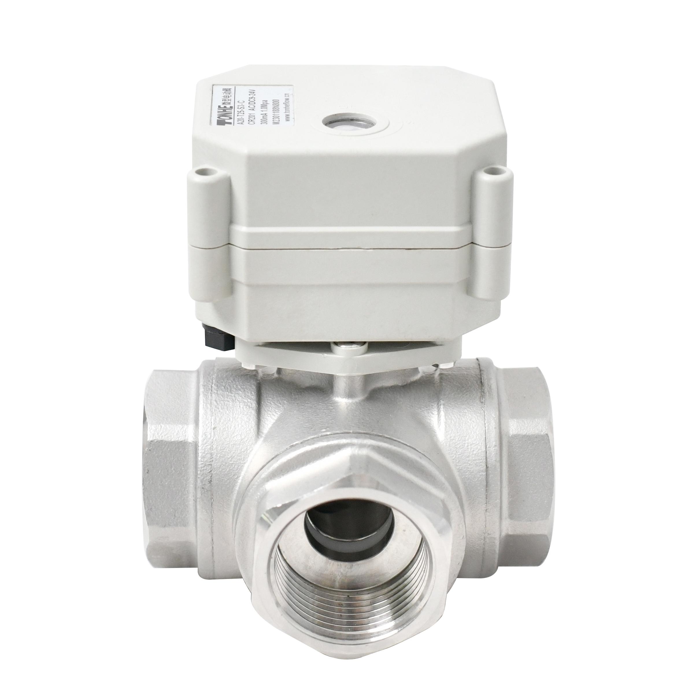 Switching type -With indicator，1” SS304 3 way Motorized ball valve