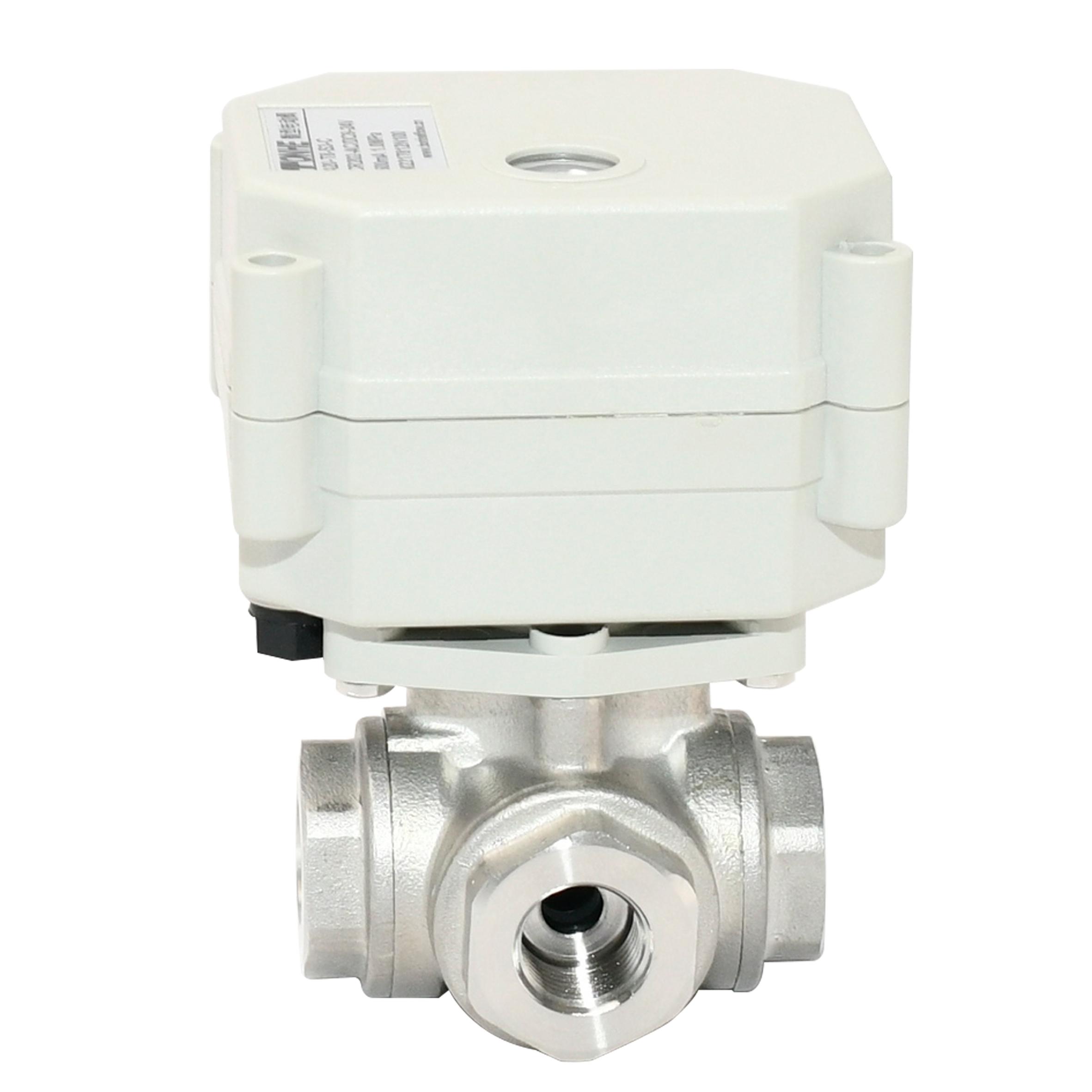 Switching type -With indicator，1/4” SS304 3 way Motorized ball valve
