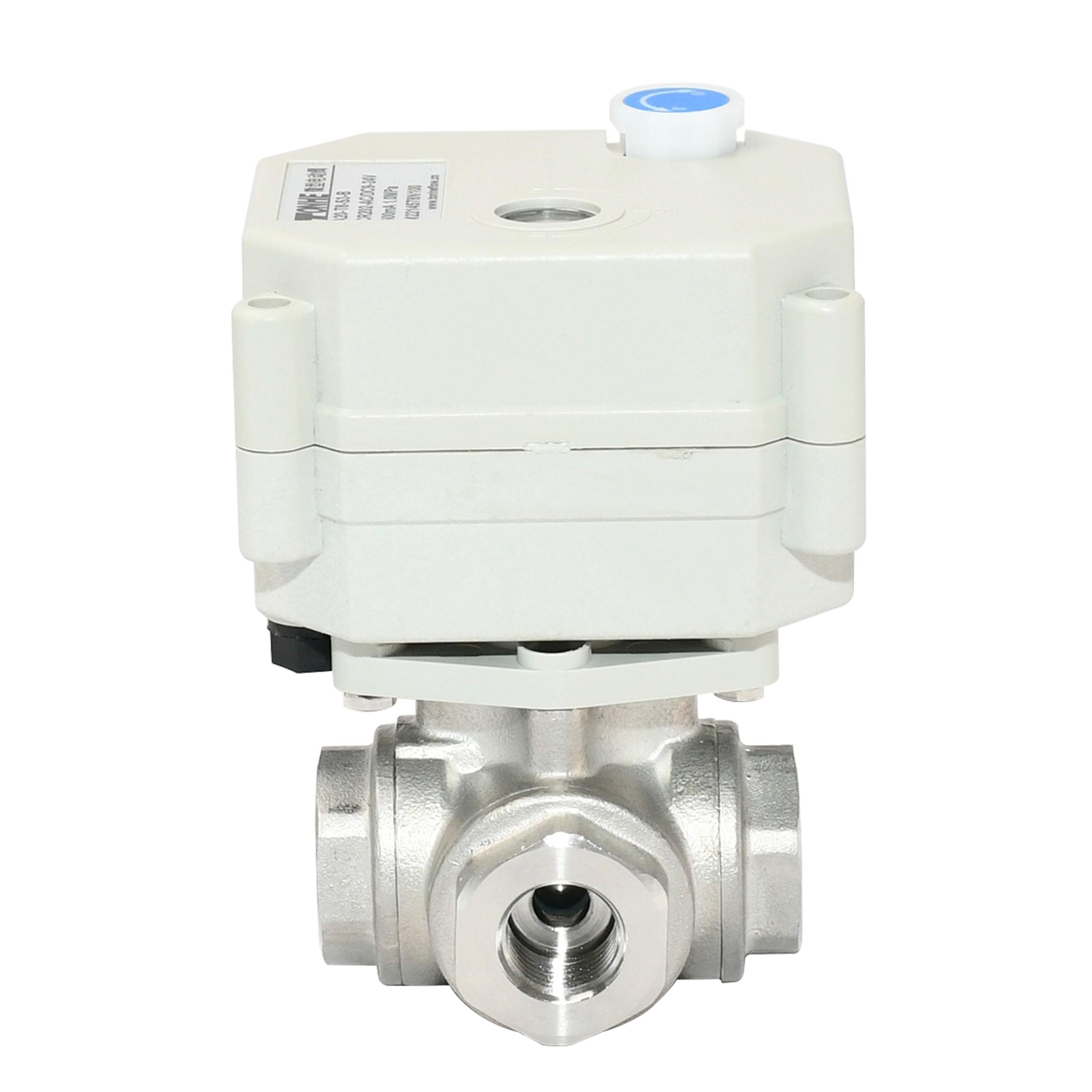 Switching type -With indicator & manual override，1/4” SS304 3 way electric valve