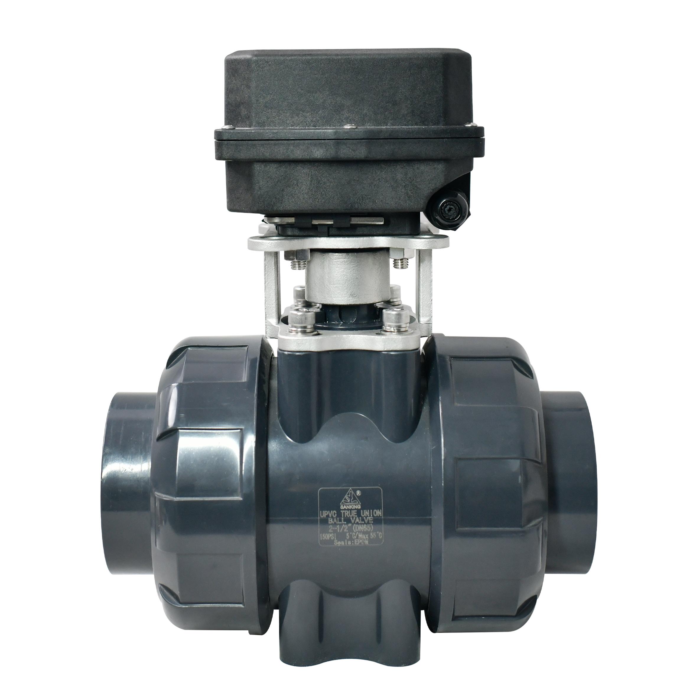 DN65 UPVC DC12V/DC24V UPVC electric motorized ball valve