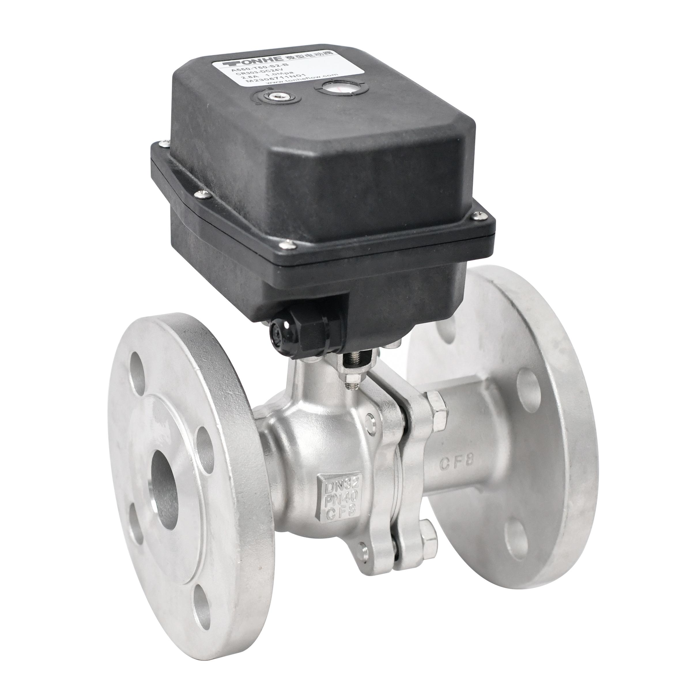 Tonheflow A550 Electric Water Ball Valve DN32 SS304 CR202 Flange Motorized Valve