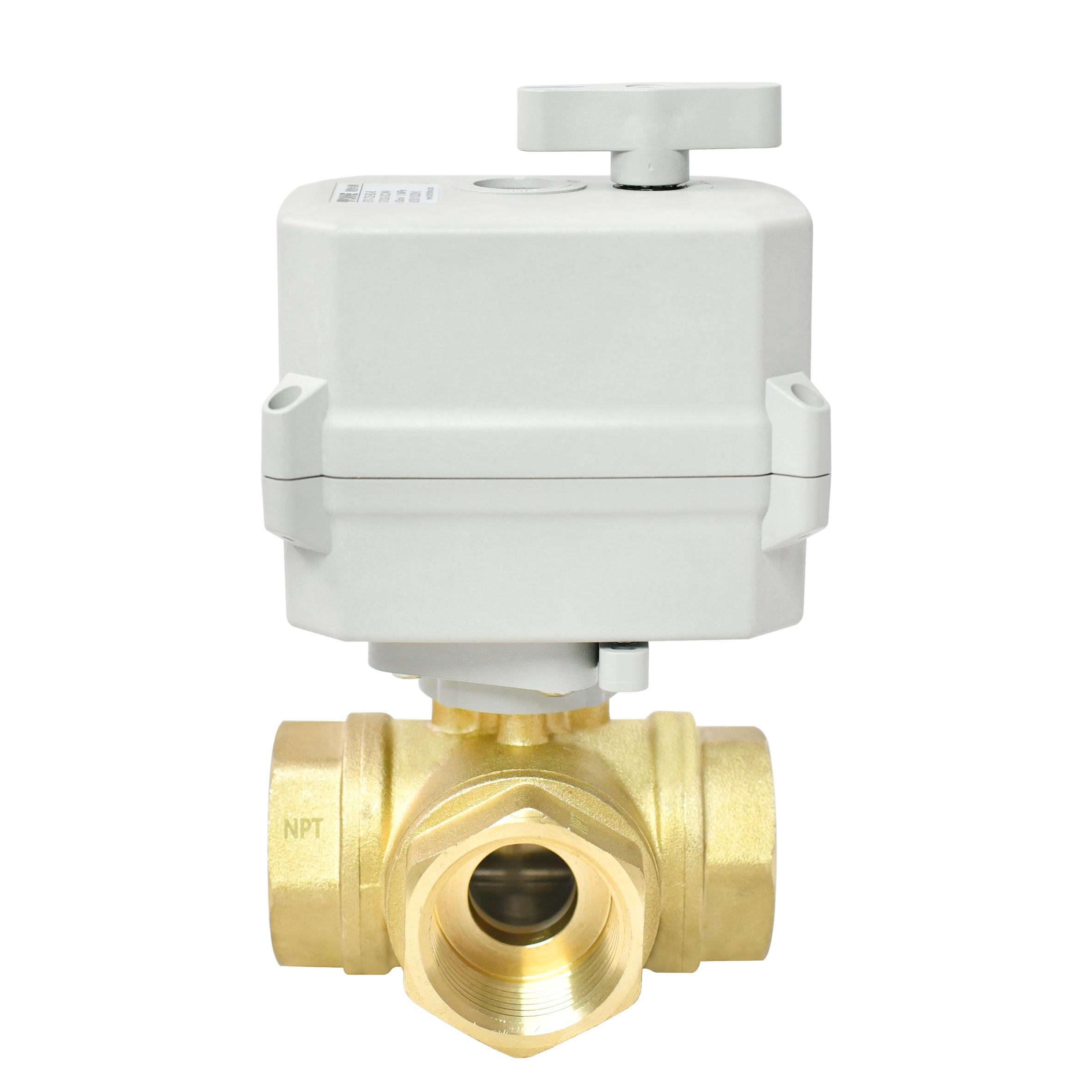 2 Sec Fast 1'' Brass 3-Way Motorized Ball Valve 