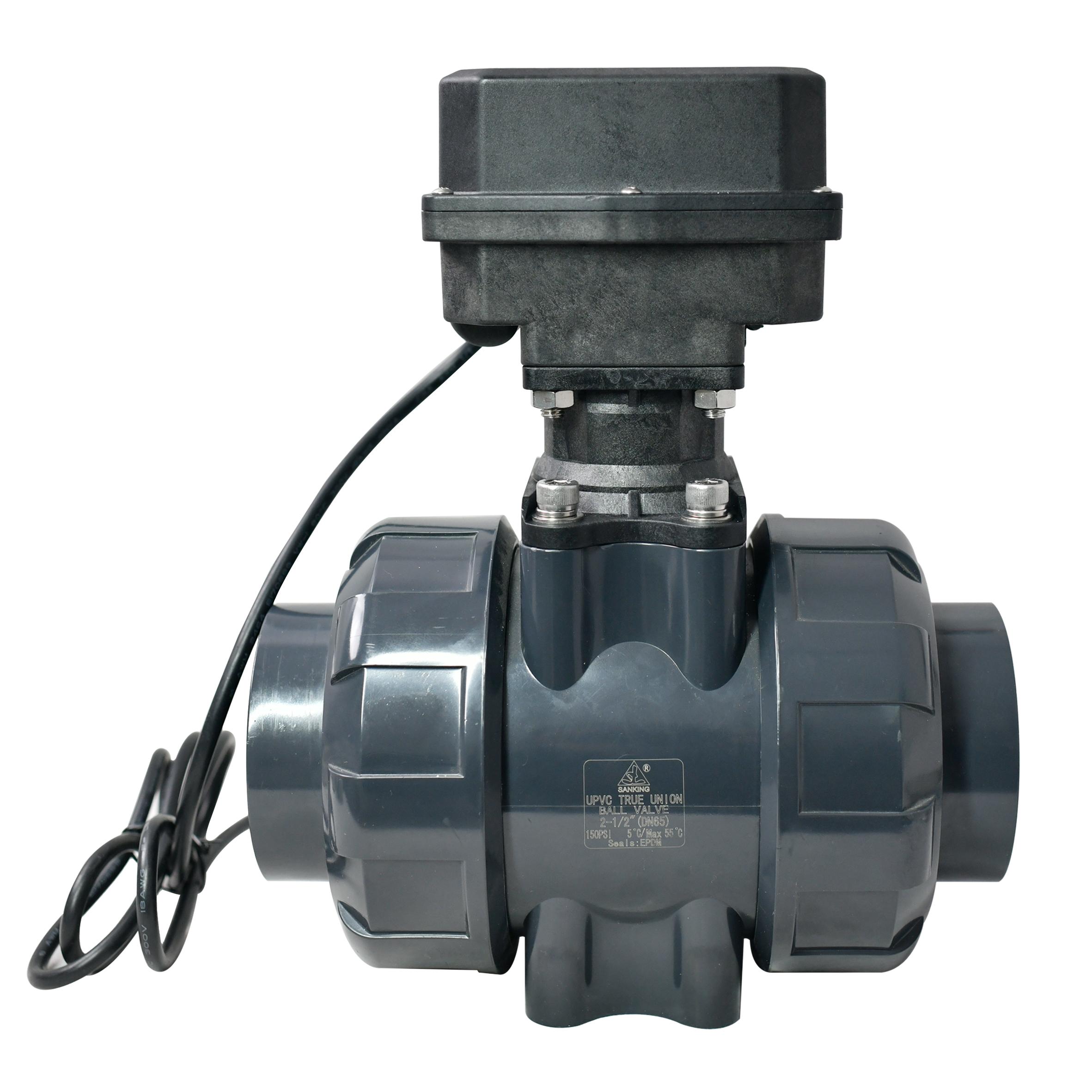 DN65 UPVC DC12V/DC24V UPVC electric motorized ball valve