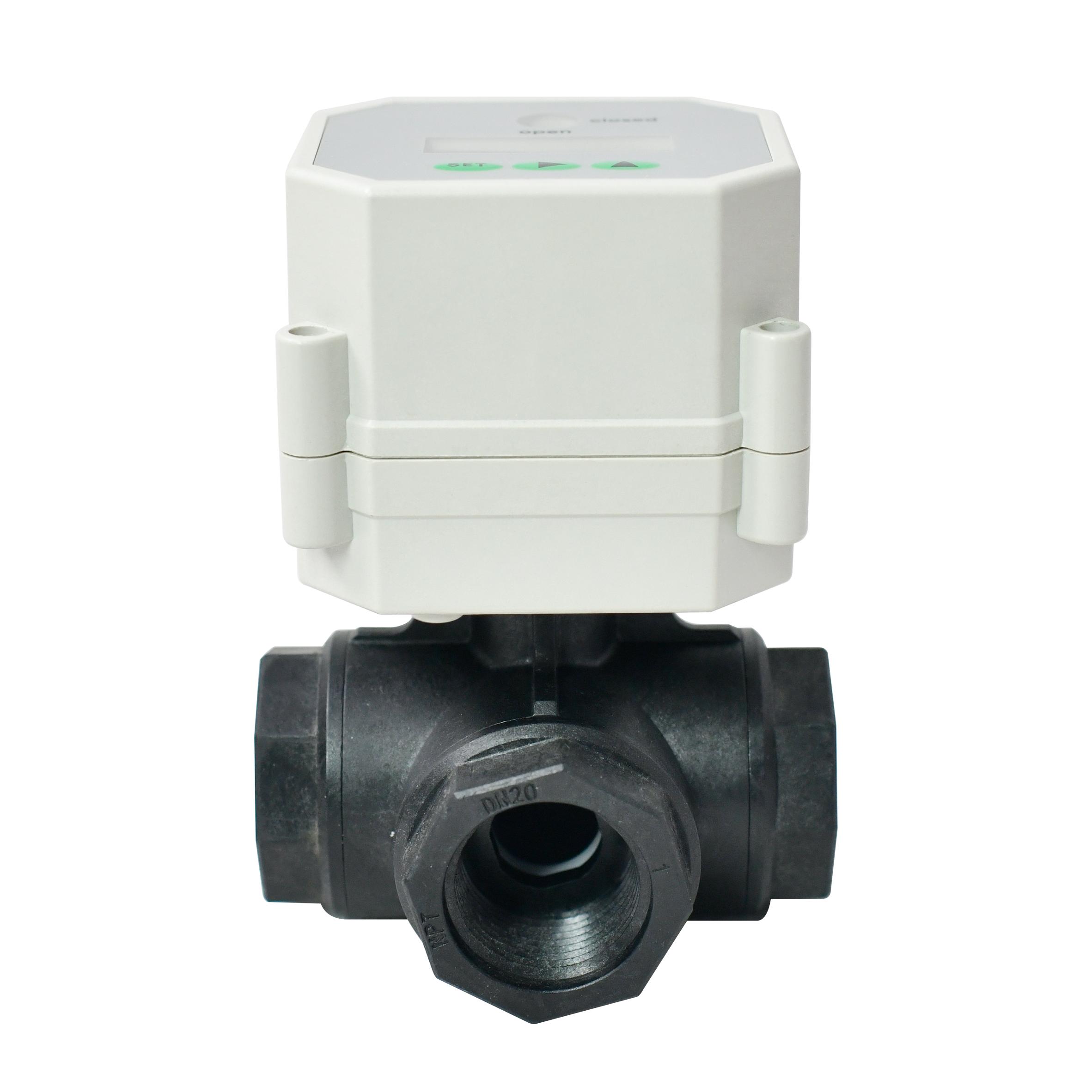Tonheflow 3 Way Valve DN20 PPO Motorized Electric Ball Valve for Timer Drain Flo
