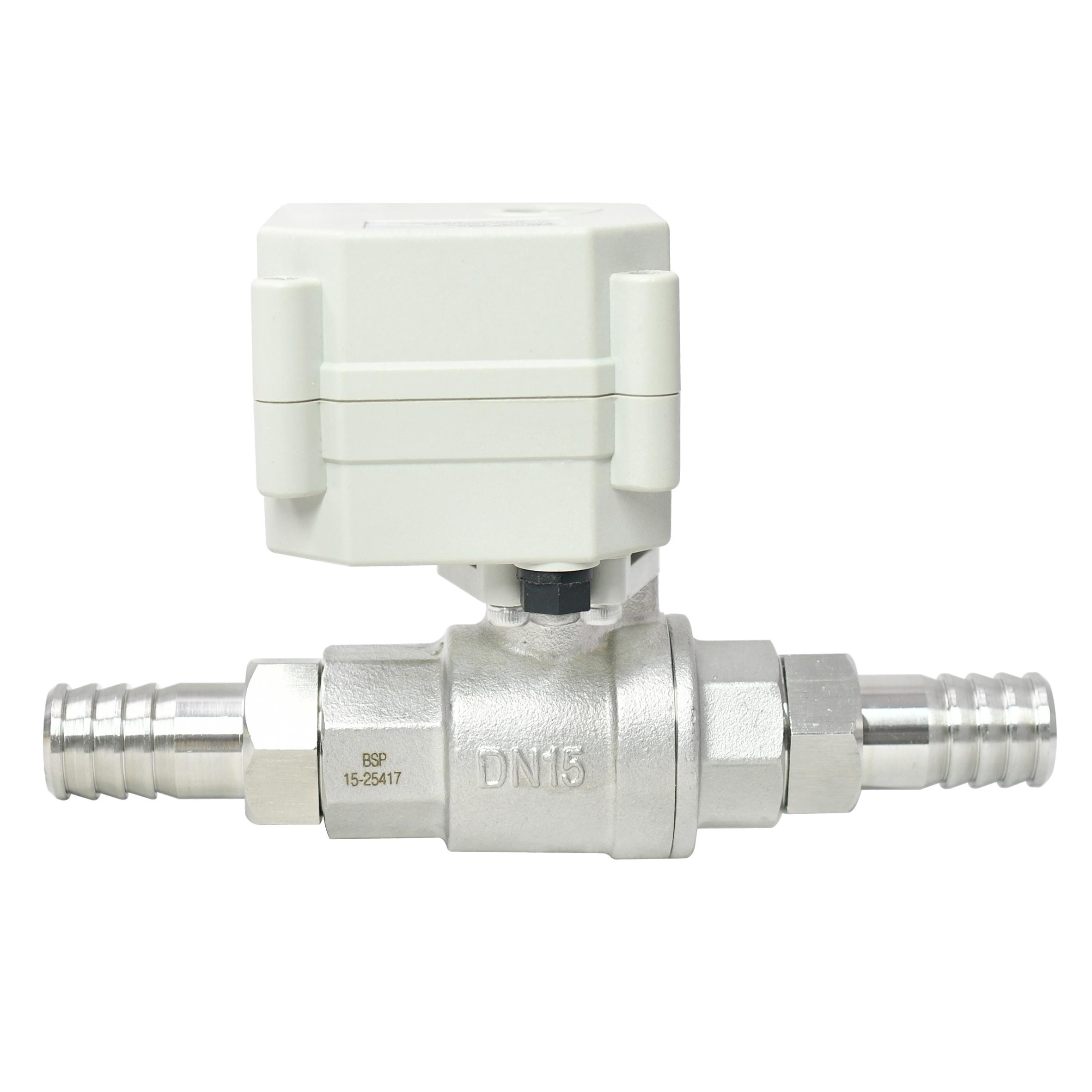 With indicator，Pagoda Type Hose Joint 1/2 '' SS304 2way electric ball valve