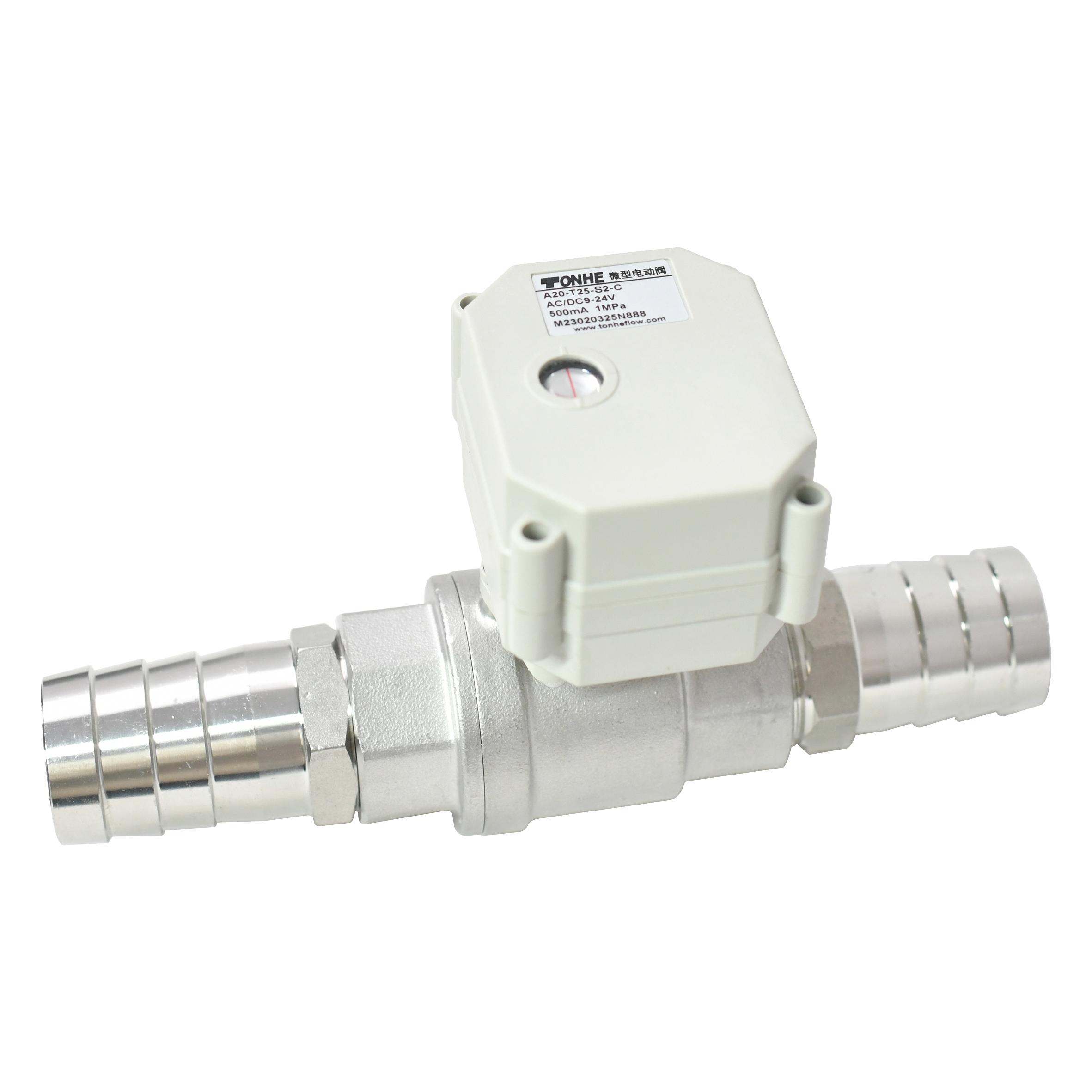 With indicator，Pagoda Type Hose Joint 1 '' SS304 2way electric ball valve