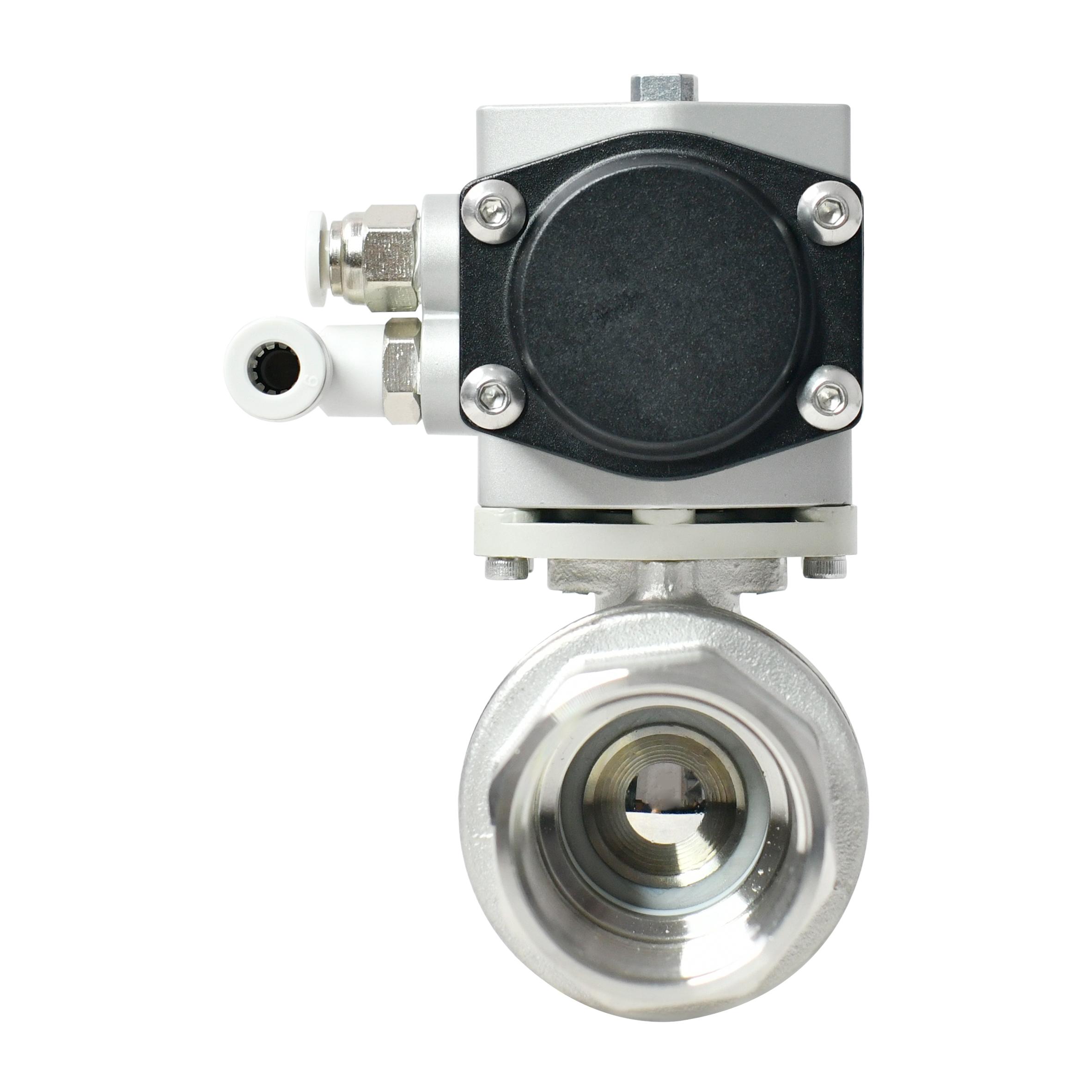 1S Open 1 Inch  Two-Way BSP NPT Threaded Supported Pneumatic Actuated Ball 