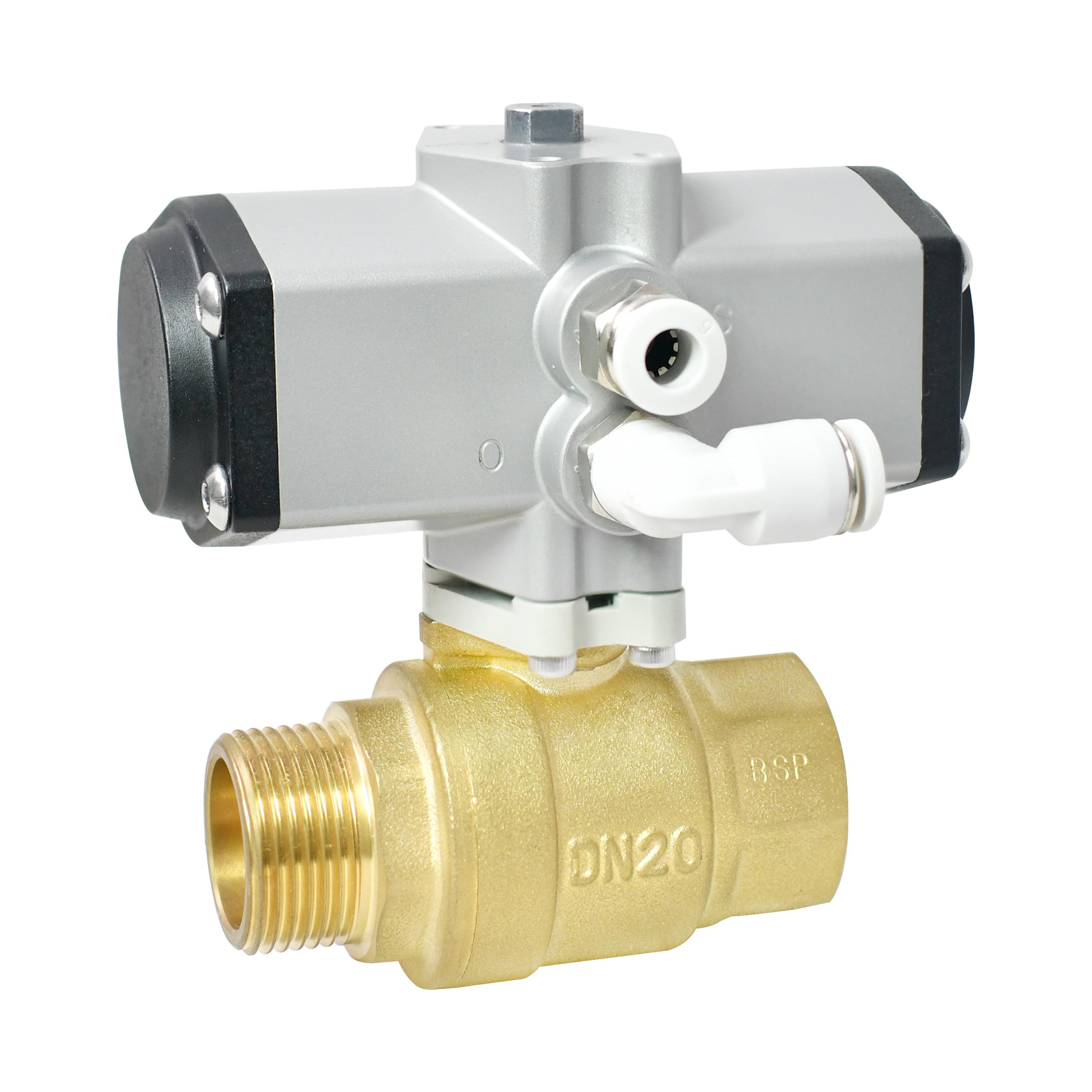 1S Open 3/4 Inch Brass 2-Way With Female And Male Thread Pneumatic Actuated Ball
