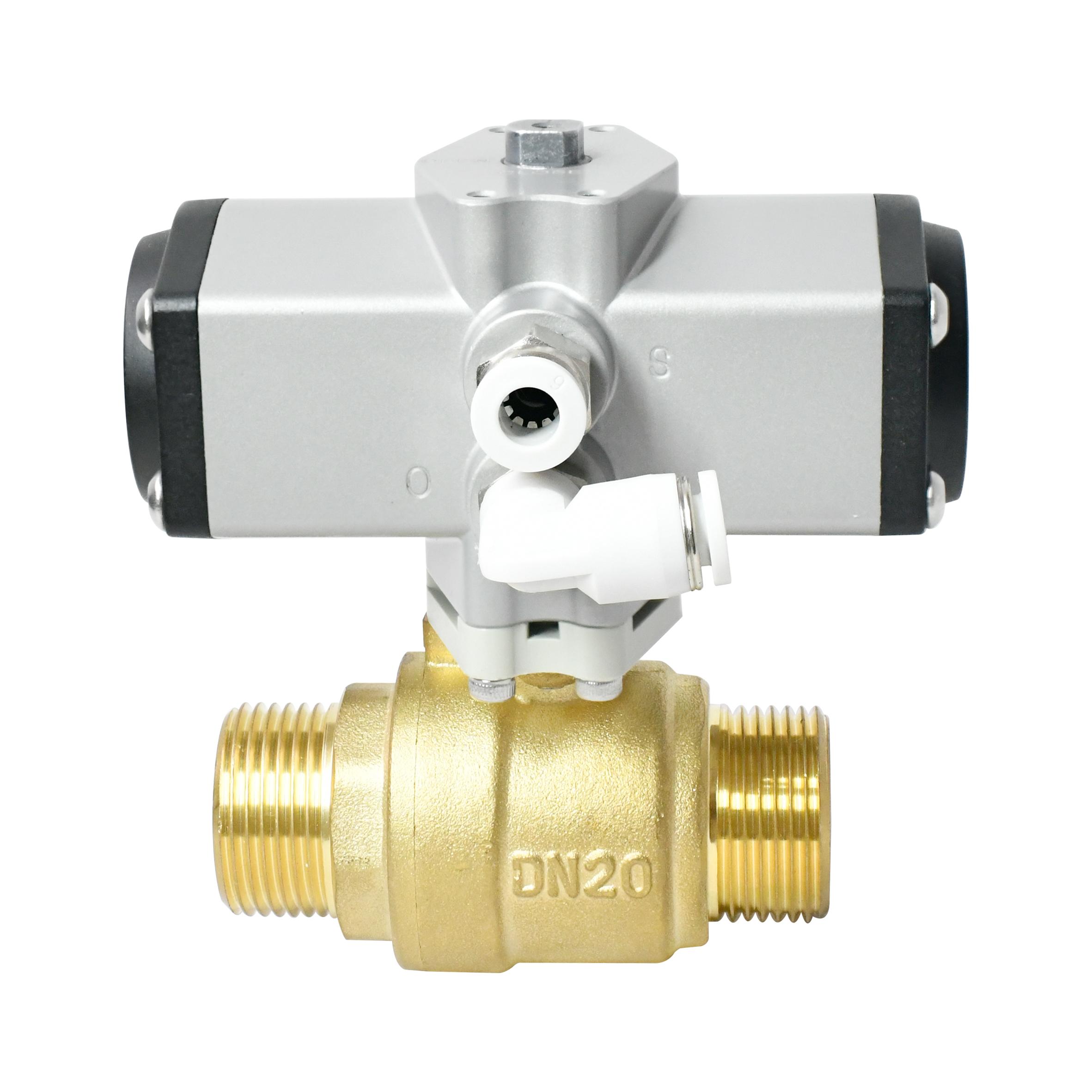 1S Open 3/4 Inch Brass 2-Way Male Thread Pneumatic Actuated Ball Valve 