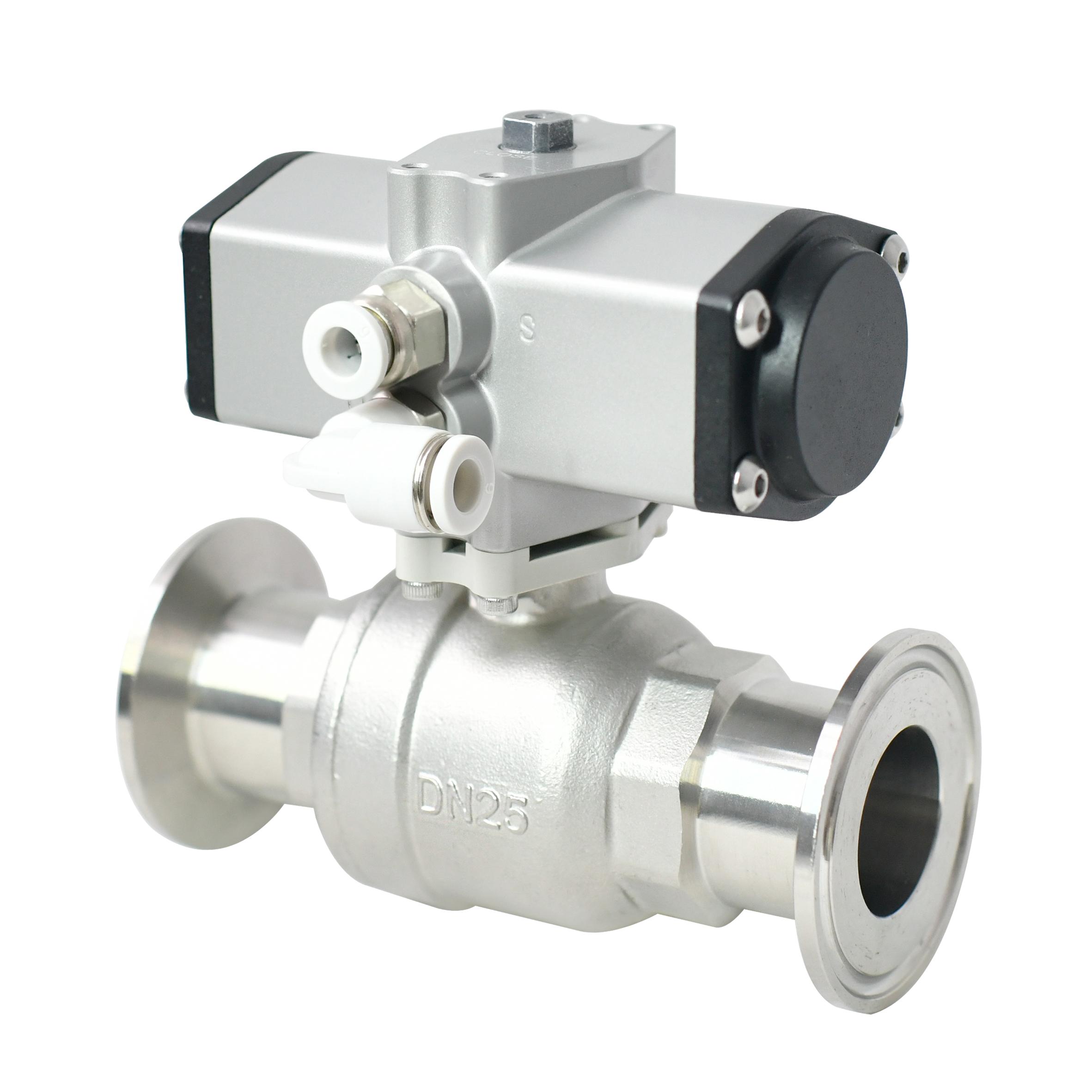 1S Open 1 Inch 2-Way Tri-clamp Pneumatic Actuated Ball  Valve