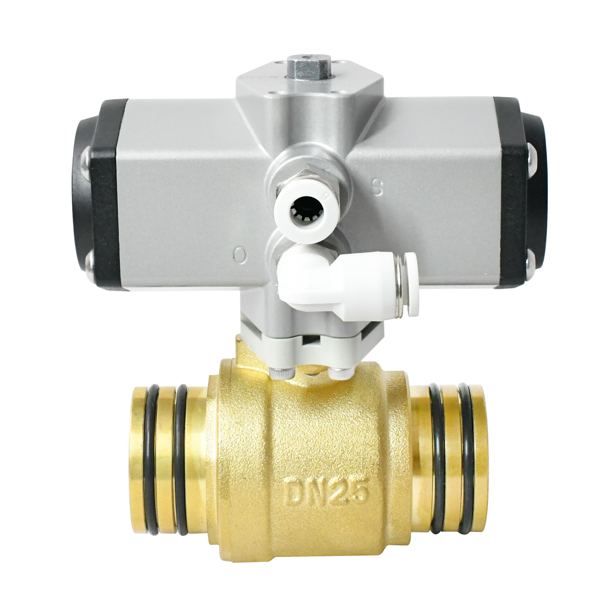 1S Open 1 Inch Brass 2-Way Direct-insertion Pneumatic Actuated Ball Valve