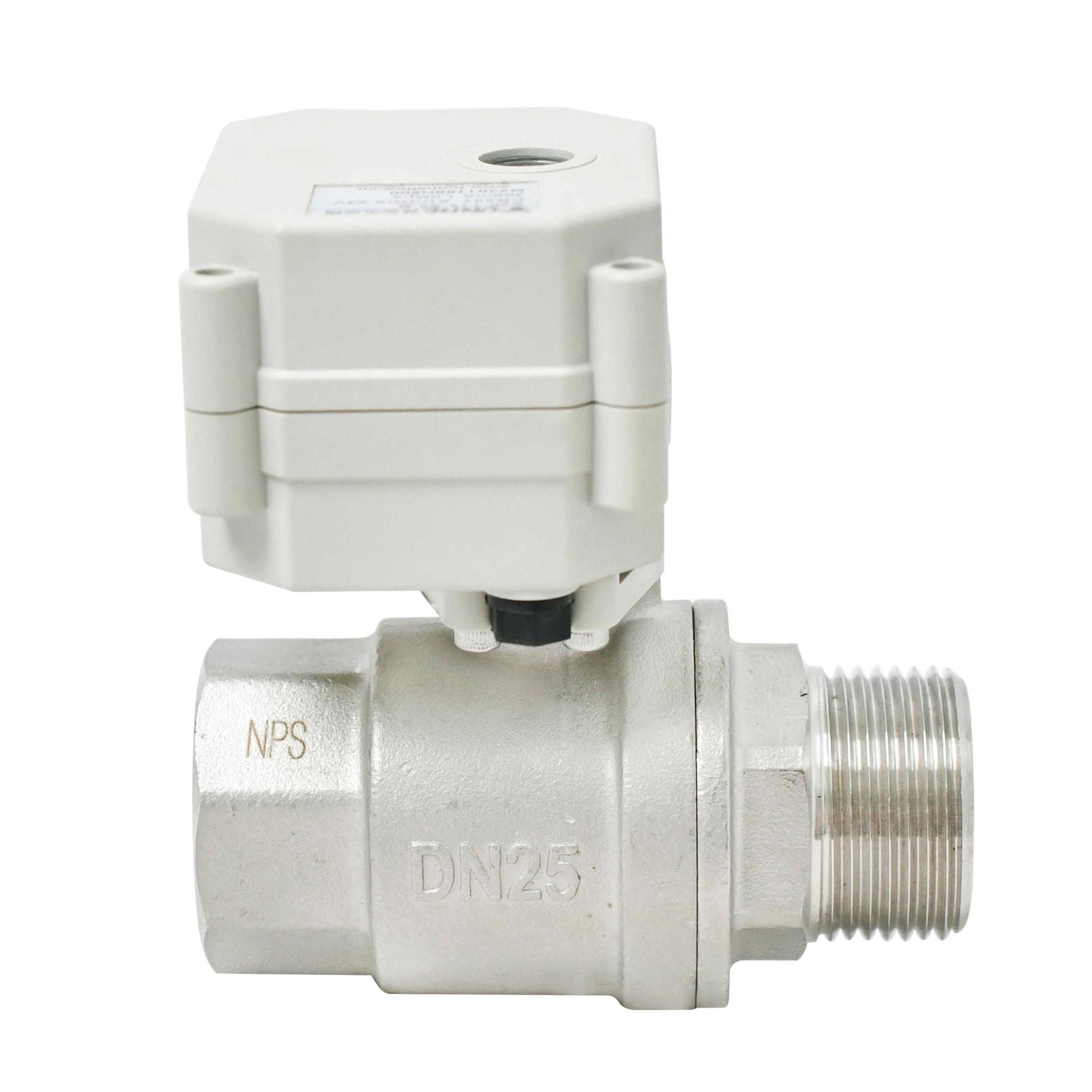 Switch type -With indicator， DN25 Female-male Thread Electric SS304 Ball Valve